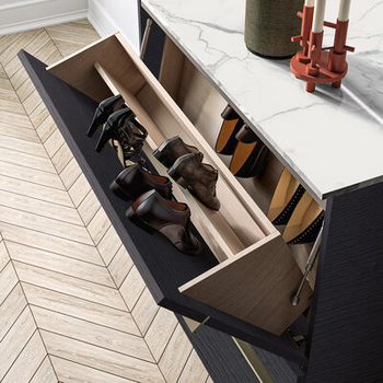 Shoe compartment to store shoes in two rows